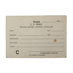 Pass, US Army, Headquarters, London, Blank