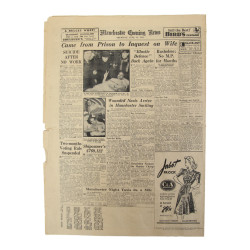 Newspaper, British, Manchester Evening News, June 15, 1944, 'Carentan Advance May Cut Peninsula'