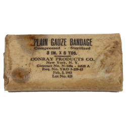 Pansement, Plain Gauze Band. Compr. Steri., No. N140S, Conray Products Co. 1943, US Navy corpsman