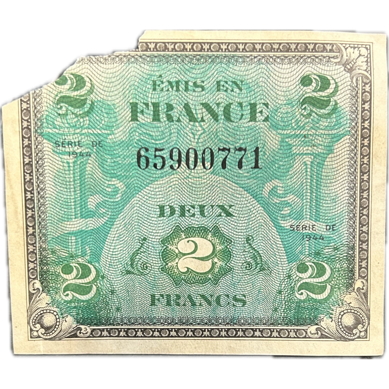 Banknote, 2 Francs, Invasion Money, 1944