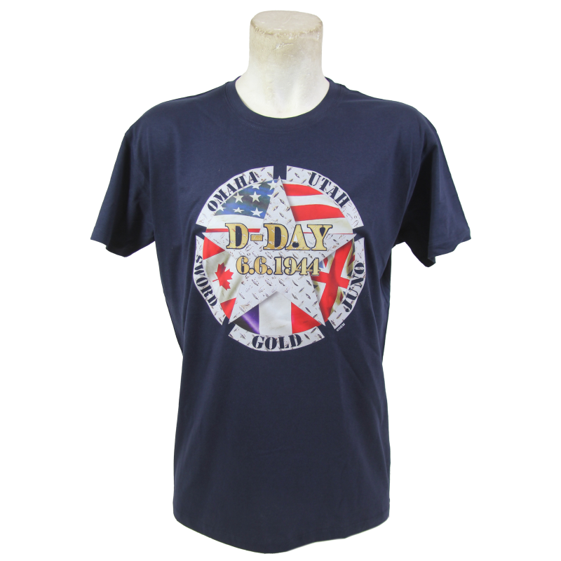 T-Shirt, dark blue, Drapeaux, 6.6.1944