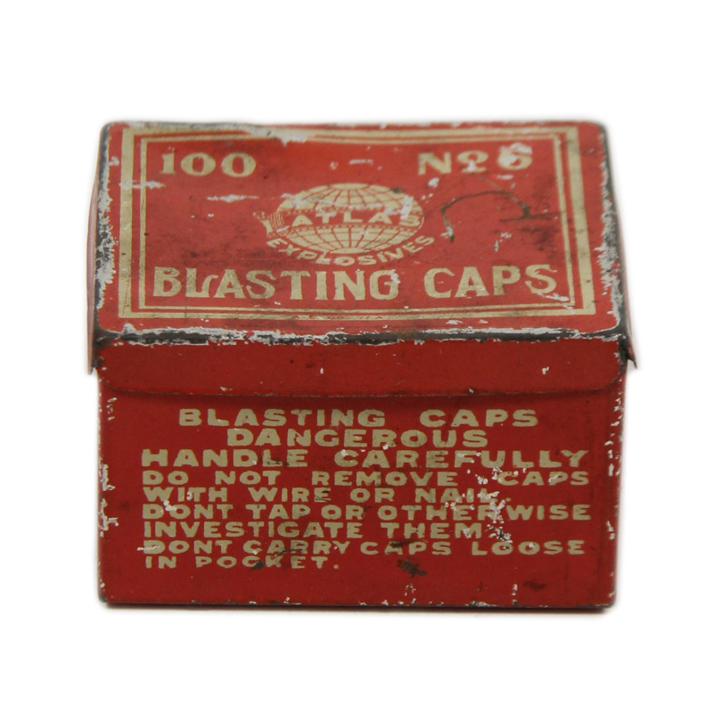 Boîte, 100 Blasting Caps, No. 6, ATLAS POWDER CO., démolition